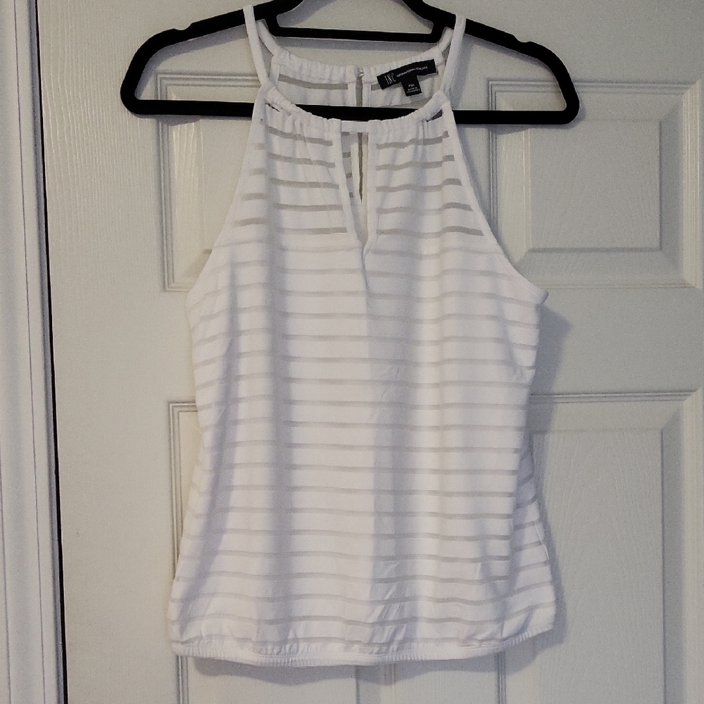 Style & Co. White Ribbed Sleeveless Tank Top